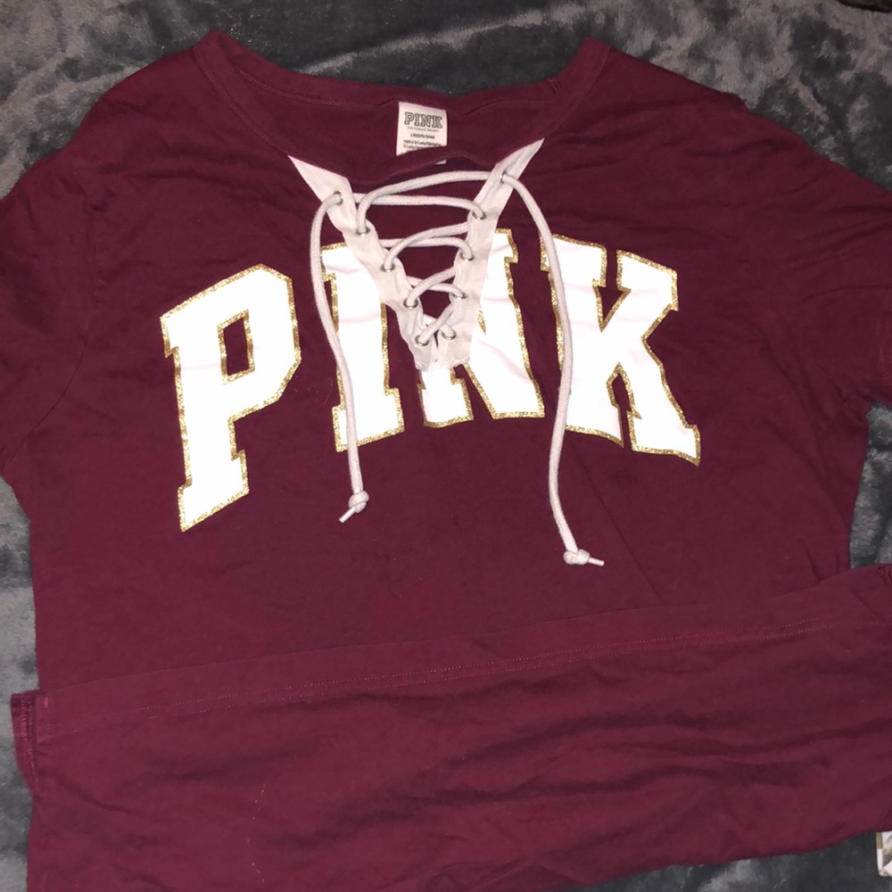Pink VS tie up shirt 🥰